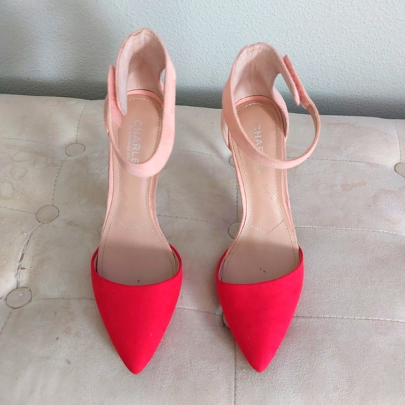 CHARLES BY CHARLE DAVID RED PUMP SLIP ON HEELS SIZE 7.5 👠 Usa - Picture 4 of 8